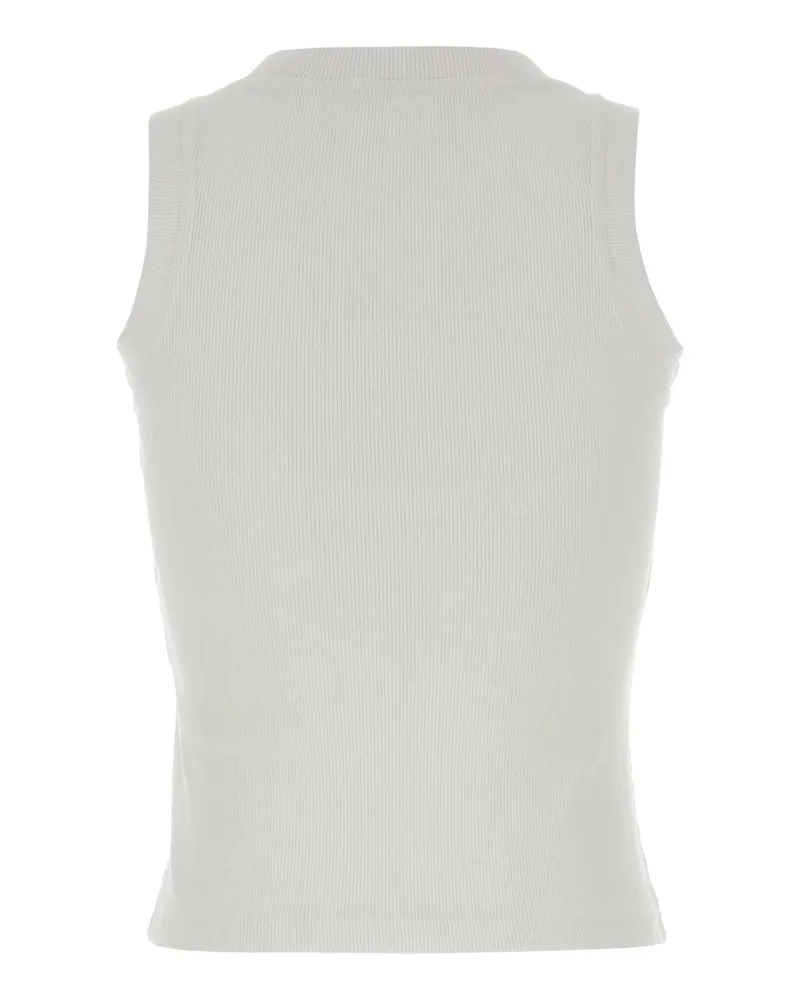 OFF-WHITE Women's Stamp Tank Top White Cotton Elastane Tops White