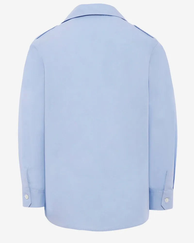 Gucci Girls' Stretch Cotton Shirt Light Blue Blouses And Blue
