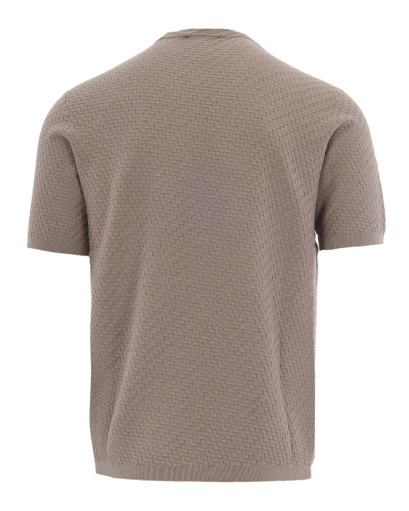 Emporio Armani Men's Crewneck Knit Top Vintage Khaki Viscose T-Shirts And Polos Beige