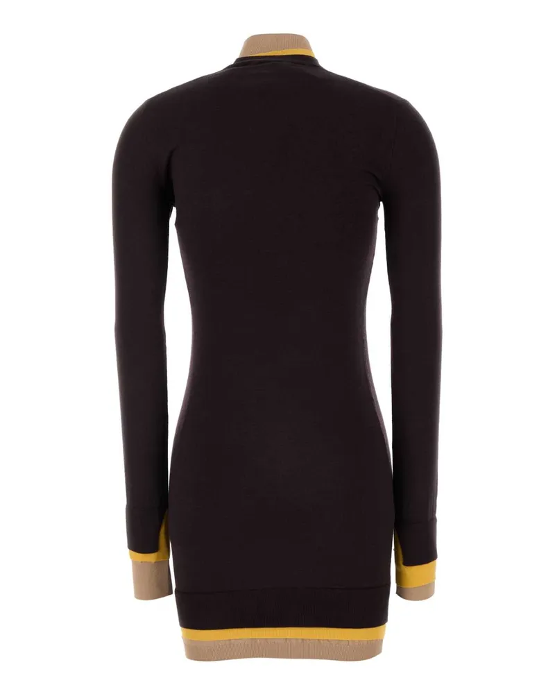 Fendi Women's Plum Wool Blend Dress Aubergine Abiti Black