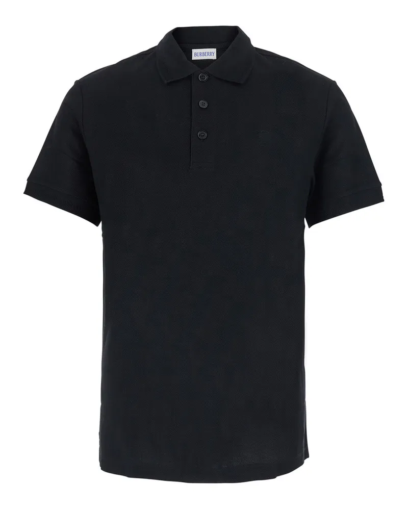Burberry EKD-Embroidered Cotton Polo Shirt — Black Black