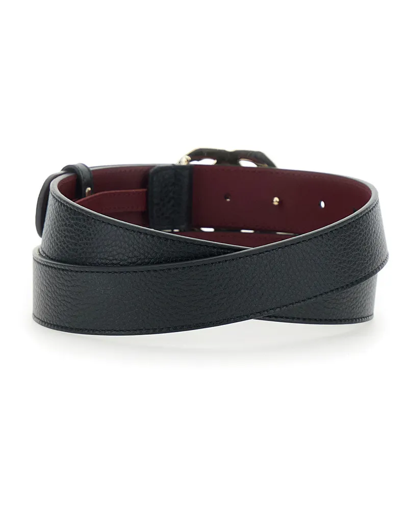 Gucci Women's Leather Belt With Gg Buckle, Black Calf Black