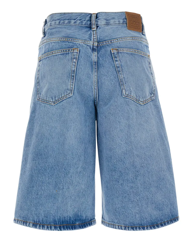 Totême Women's Knee-Length Denim Shorts Light Blue Organic Cotton Jean Blue