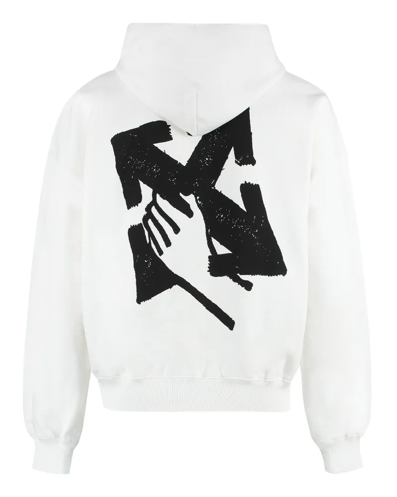 OFF-WHITE Men White Hooded Sweatshirt Cotton Jumpers Sweater White
