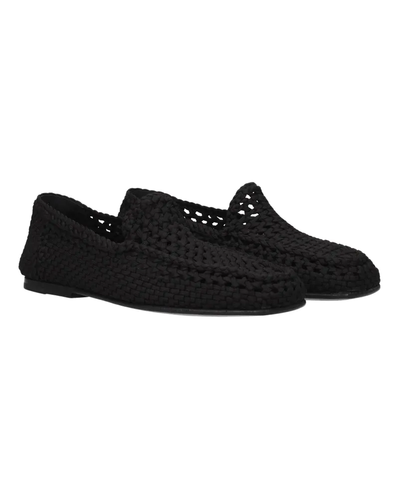 Dolce & Gabbana Men's Black Fabric Slip-On Loafers Black