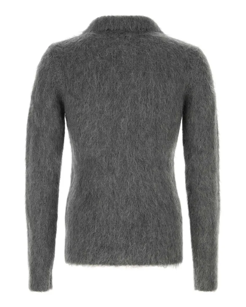 Gucci Men's Grey Mohair Blend Cardigan Lillac Exterior: Nylonwool Polo Gray
