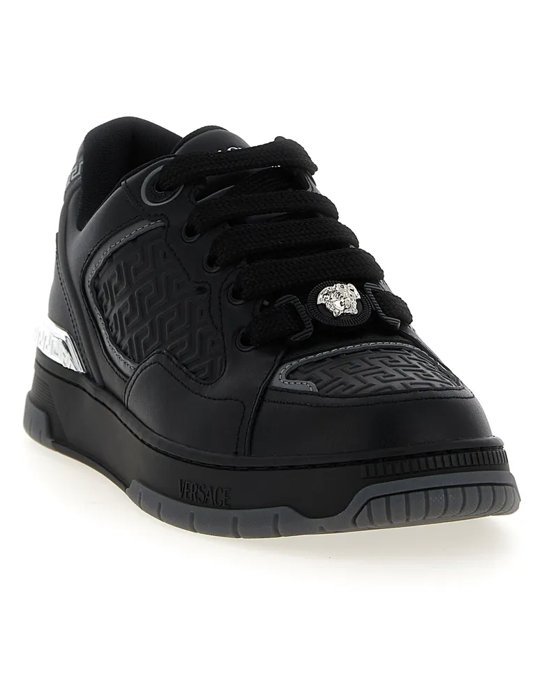 Versace Men's Black Calfskin Athletic Sneakers Black
