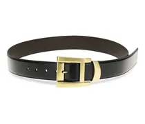 Men's Leather Belt Black-Gold Calf Bos Taurus E Braces