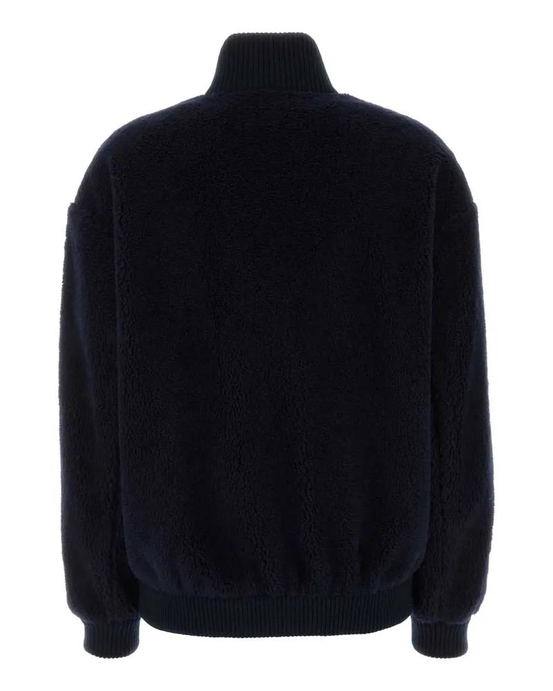 Prada Women Dark Blue Pile Bomber Jacket Navy Giubbini Navy