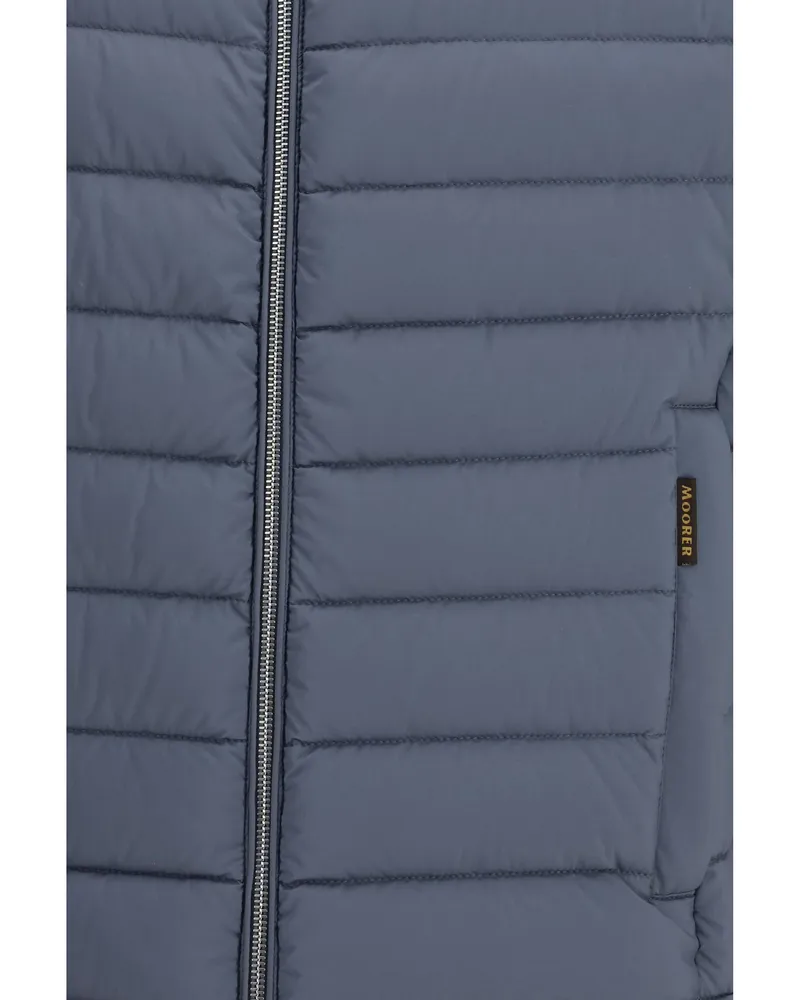 MOORER Men's Quilted Gilet Calaf-S3 Chambray Blue Nylon Padded & Down Jackets Blue