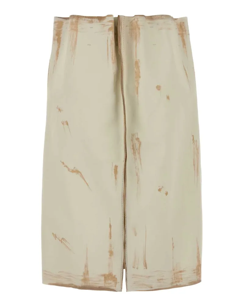 Prada Women's Sand Leather Skirt Bianco Vitello Gonne Beige
