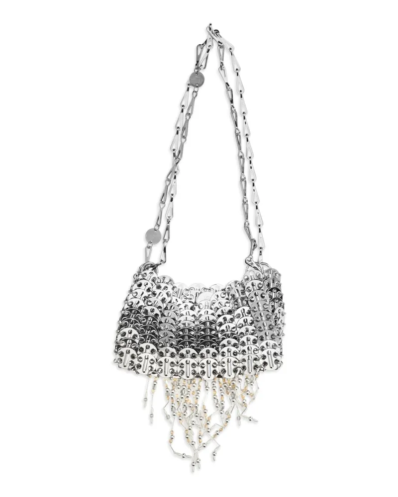 Paco Rabanne Women's Nano 1969 Pearl Fringe Shoulder Bag Nacre - Gris Stainless Steel; Brass; Glass Silver