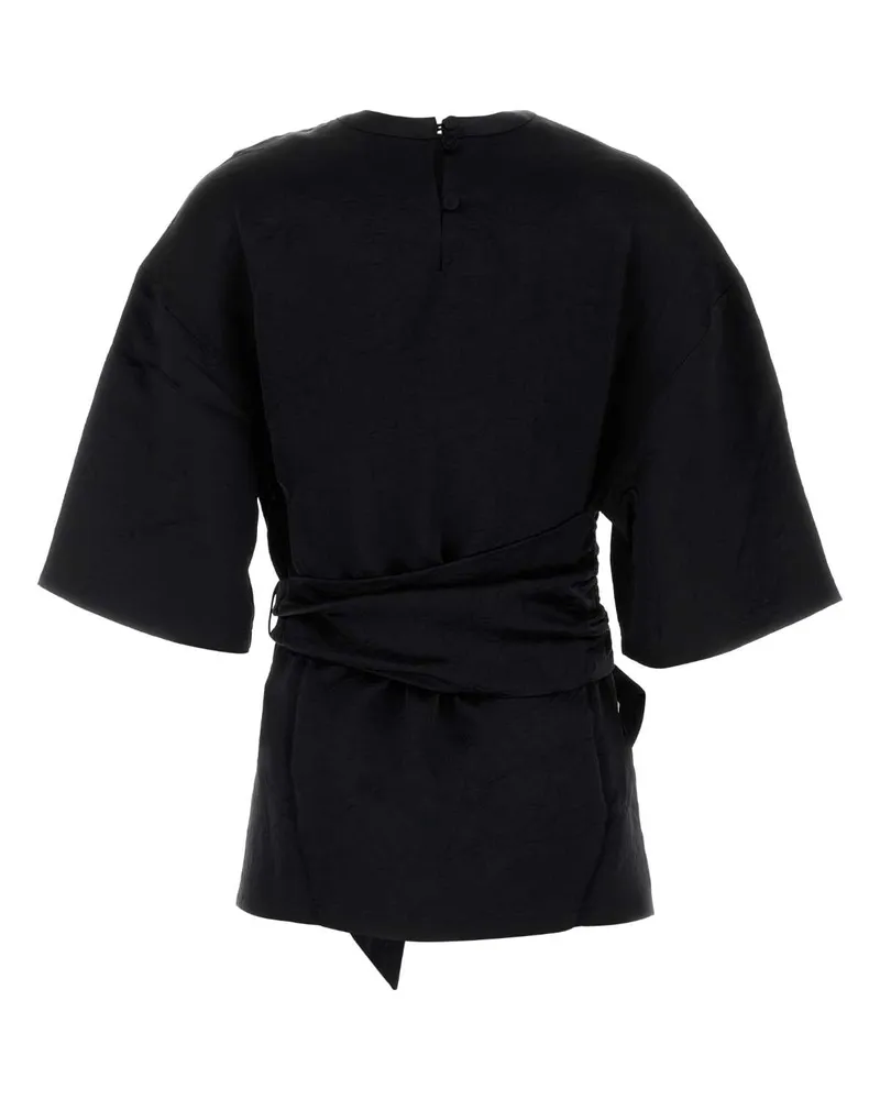 Nanushka Women's Black Satin Besia T-Shirt Exterior: Acetate Black