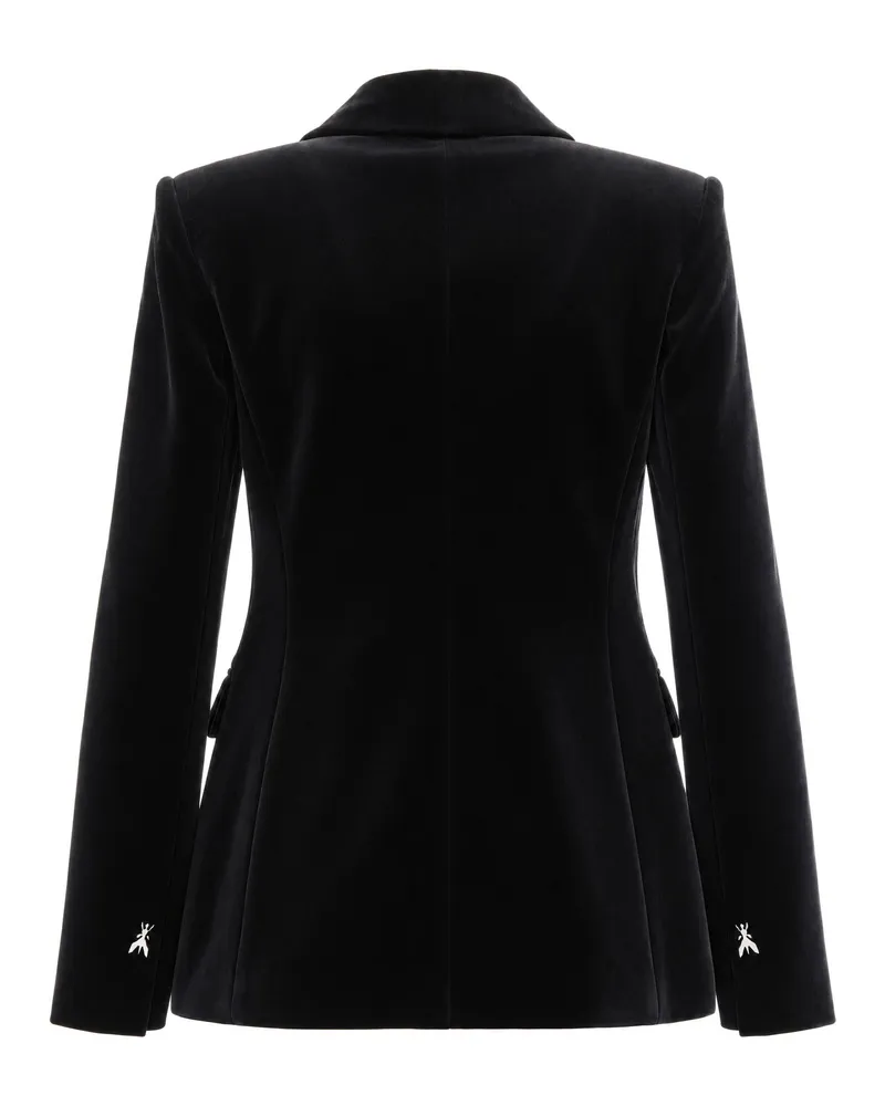 Patrizia Pepe Stretch Velvet Blazer — Black Black