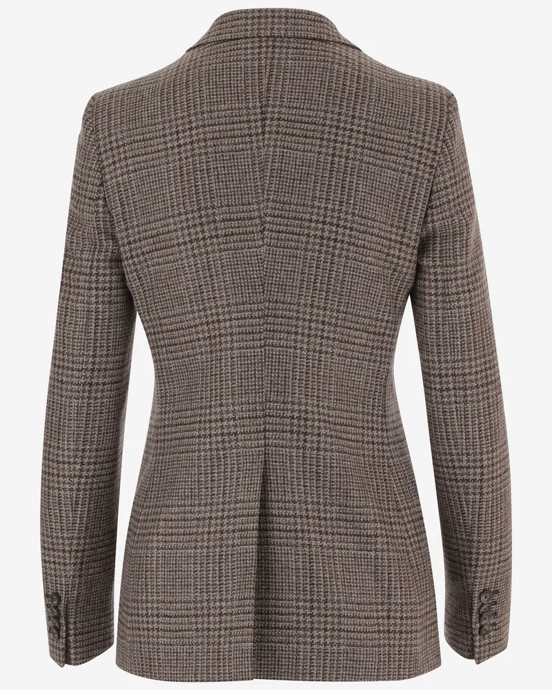 Tagliatore Women's Jacket Single-Breasted Wool And Cashmere Multicolour Brown