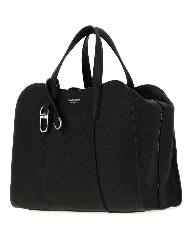 Giorgio Armani Calfskin Leather Shoulder Bag — Black Black