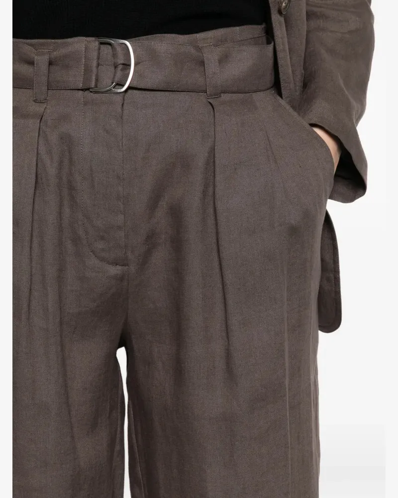 PANICALE Cashmere Women's Belted Pleated Trousers Ss26 W Brown