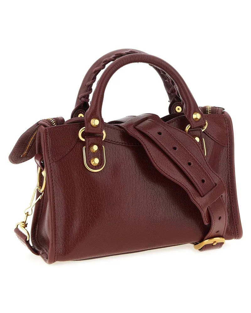 Balenciaga Leather Top Handle Bag Bordeaux