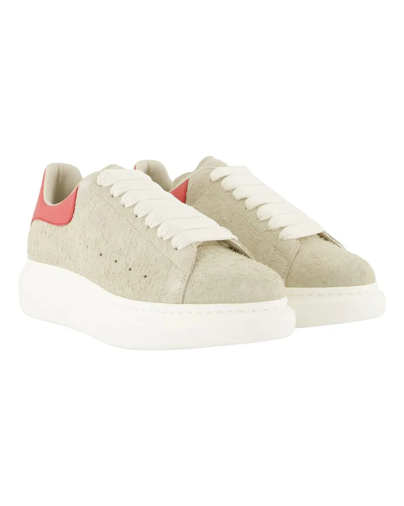 Alexander McQueen Women's Oversized Sneakers -  Leather Multicolor Calfskin Shoes Beige