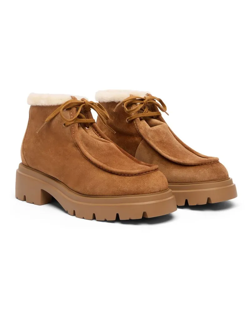 Stuart Weitzman Shearling-Lined Boot — Tan Tan