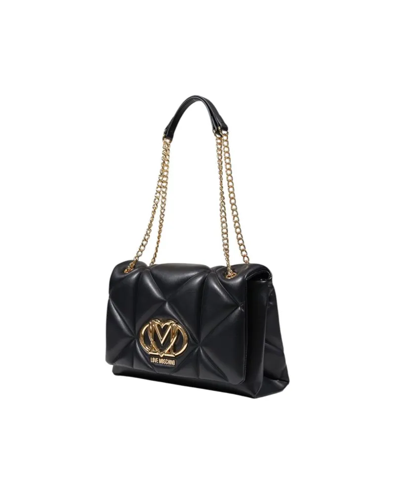 Moschino Women's Quilted Polyurethane Shoulder Bag Black Black
