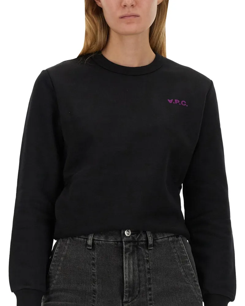 A.P.C. Logo Cotton Sweatshirt — Black Black