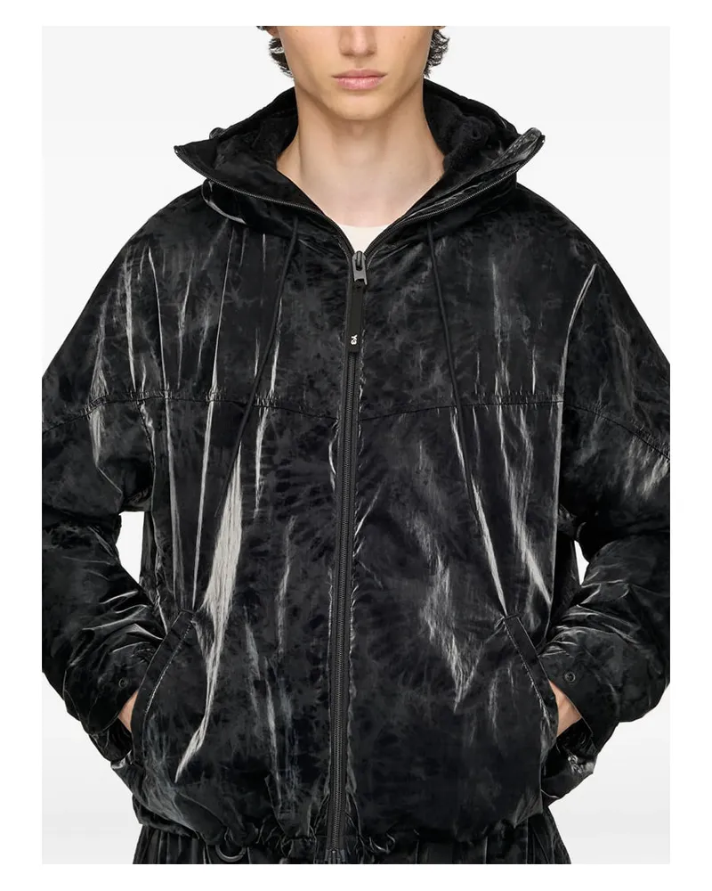 adidas Marble Print Hooded Windbreaker Jacket — Black Black