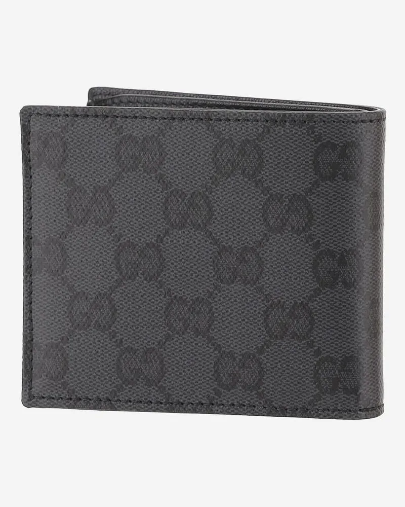 Gucci Men's Bi-Fold Wallet Essence Classic Black Cotton & Cardholders Black