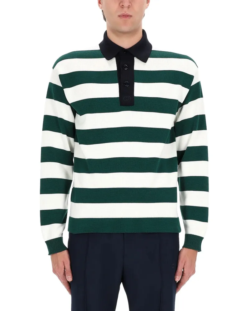 Gucci Men Silk Polo Shirt Green T-shirts And Polos Green