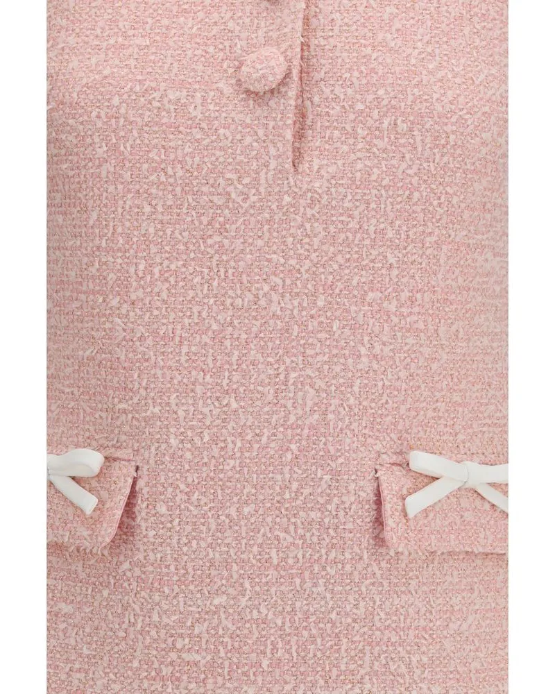Self-Portrait Lace-Collar Bouclé Dress — Pink Pink