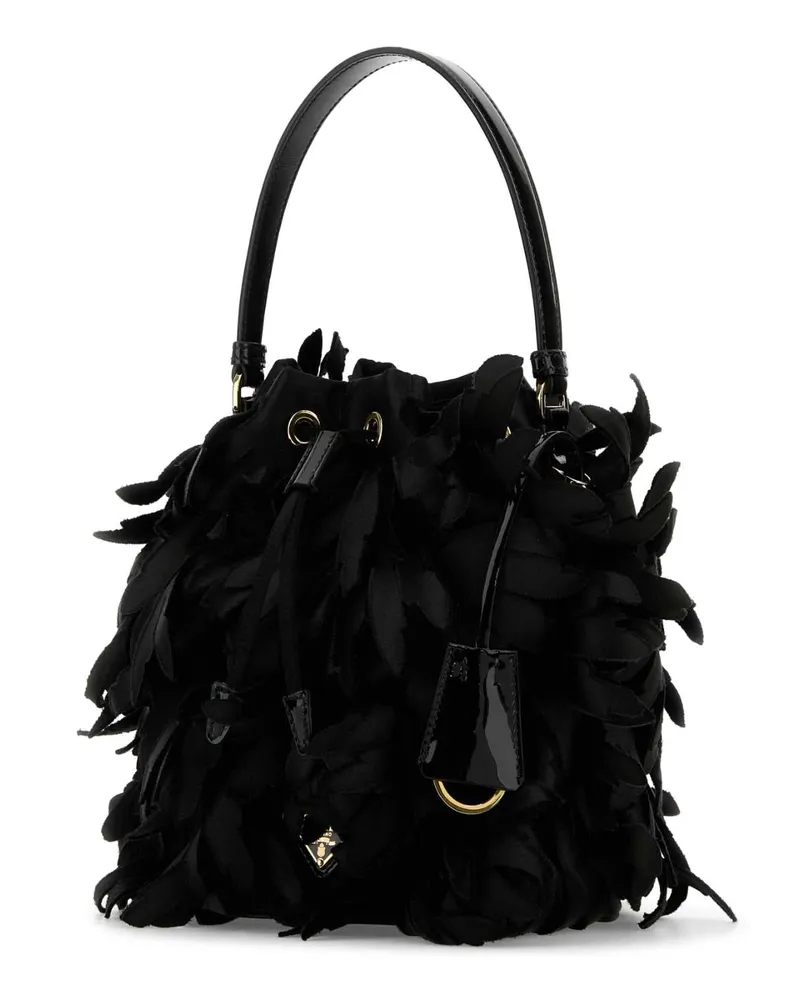 Prada Women's Embellished Satin Mini Bucket Bag Nero Se Vi-Vitello Borse A Secchiello Black