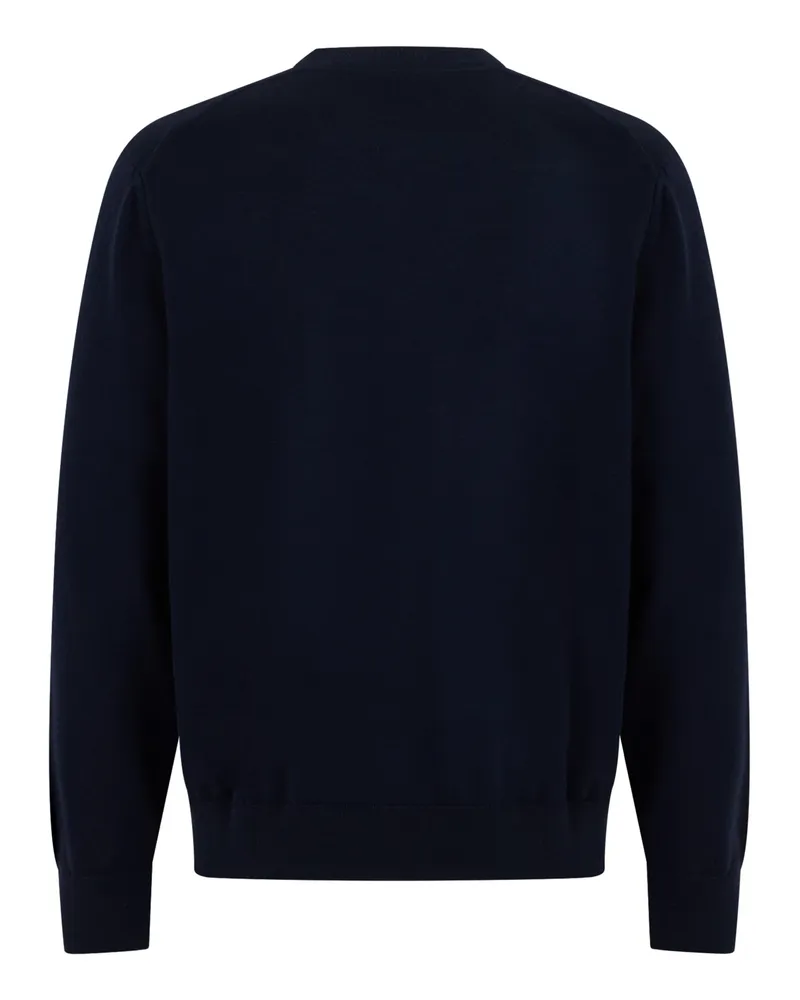 HUGO BOSS Men's Wool Crew Neck Sweater Dark Blue Virgin Sweatshirts Navy