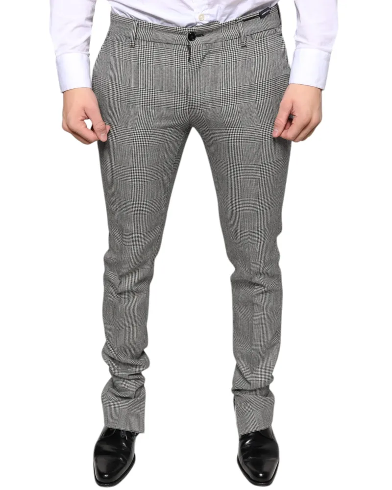 Dolce & Gabbana Checked Virgin Wool Trousers — Gray Gray