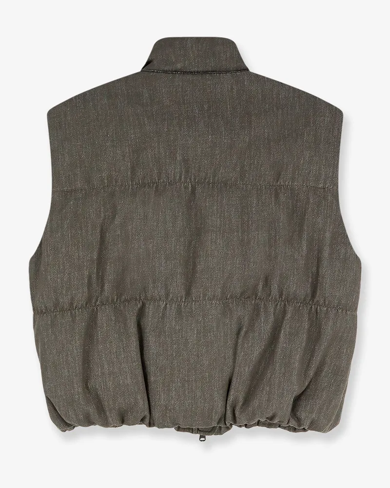 Brunello Cucinelli Women's Down Jacket Twill-Denim Green Cotton Green