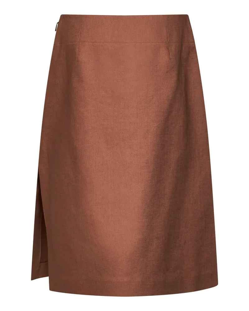 Fendi Women's Midi Skirt Brown Linen-Cotton Brown