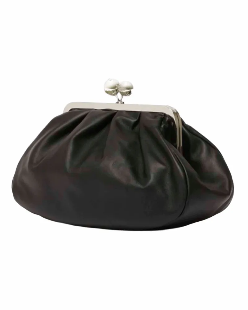 Max Mara Women's Clutch Bag Cubico Black Leather Handbags Hand Black