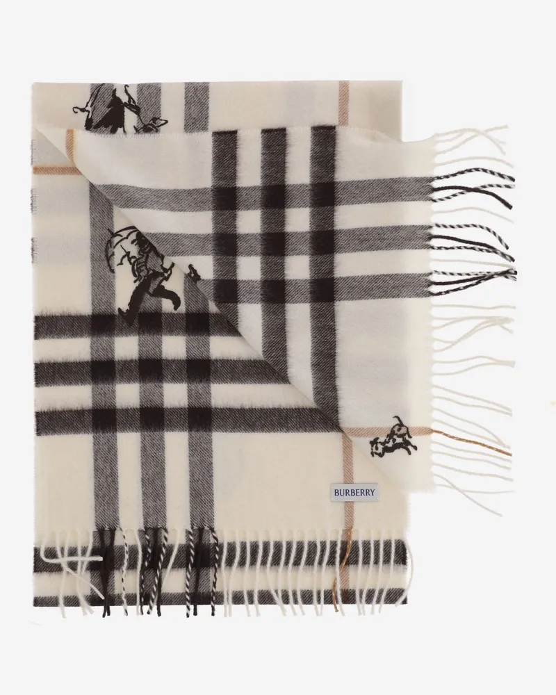 Burberry Cashmere Check Scarf — White White