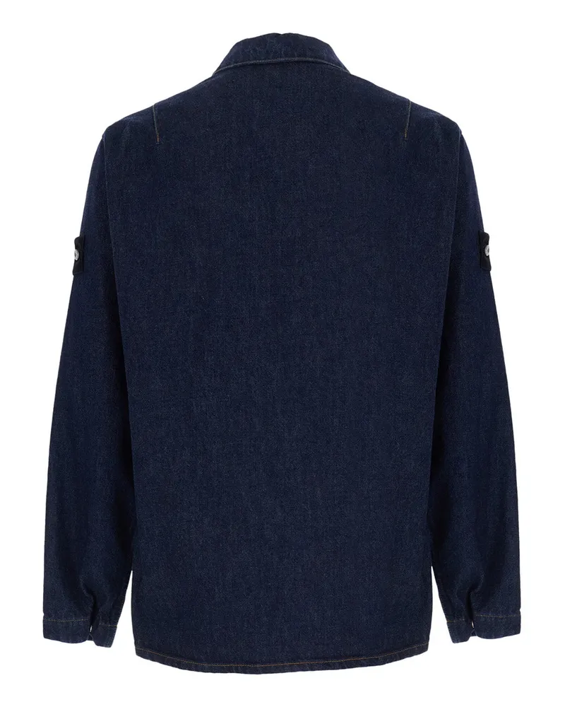 Stone Island Cotton Denim Shirt — Blue Blue