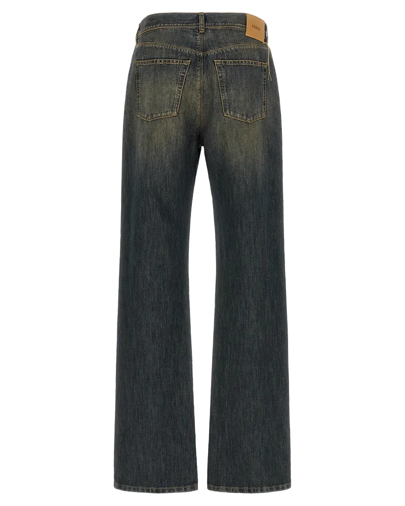 Fendi Cotton Straight-Leg Jeans — Blue Blue