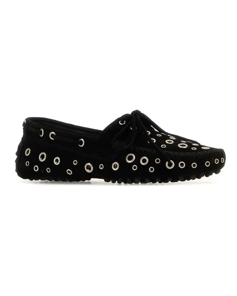 GIMAGUAS Women's Black Suede Car Loafers Mocassini Black