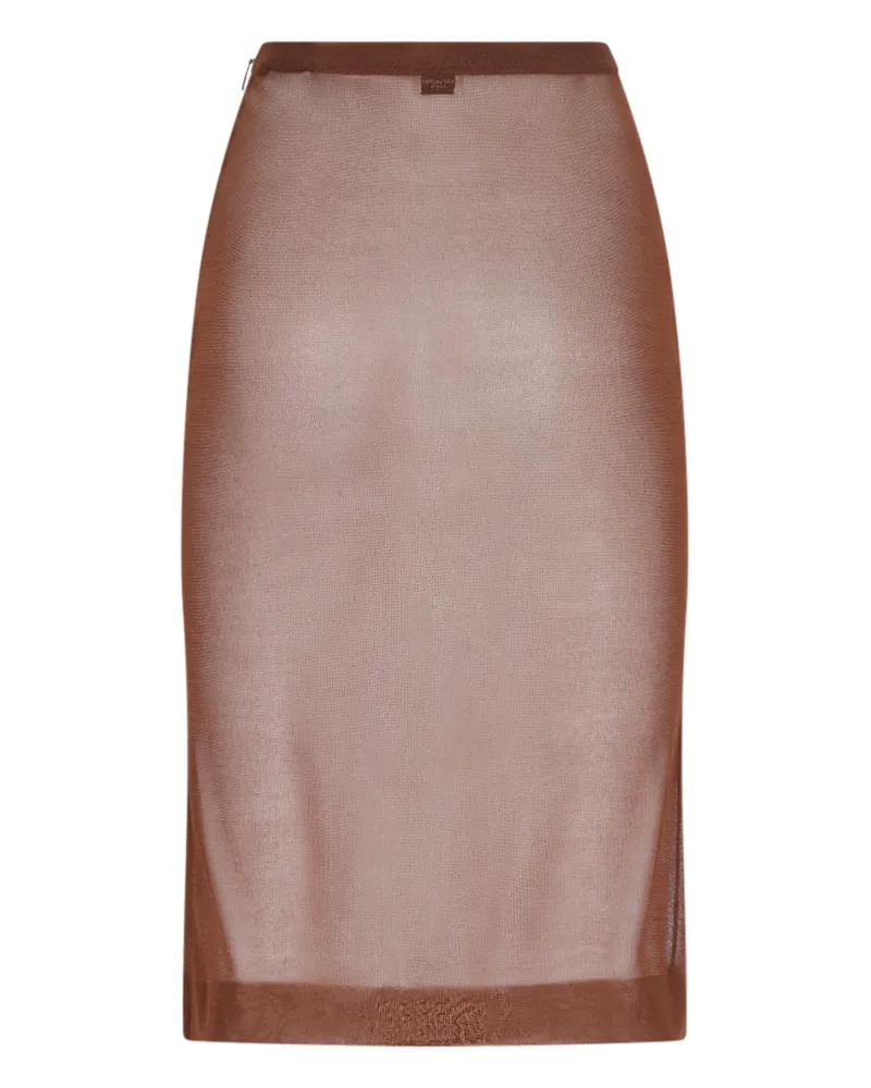 Saint Laurent Women's Skirts Brown Fabric 1: Silk Brown