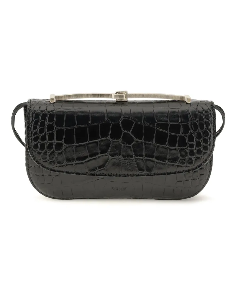 Tom Ford Calfskin Leather Shoulder Bag — Black Black