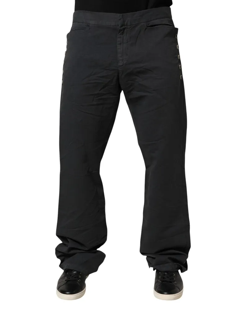 Just Cavalli Men's Black Straight Fit Mid Waist Denim Trouser Jeans Cotton-Elastane Black