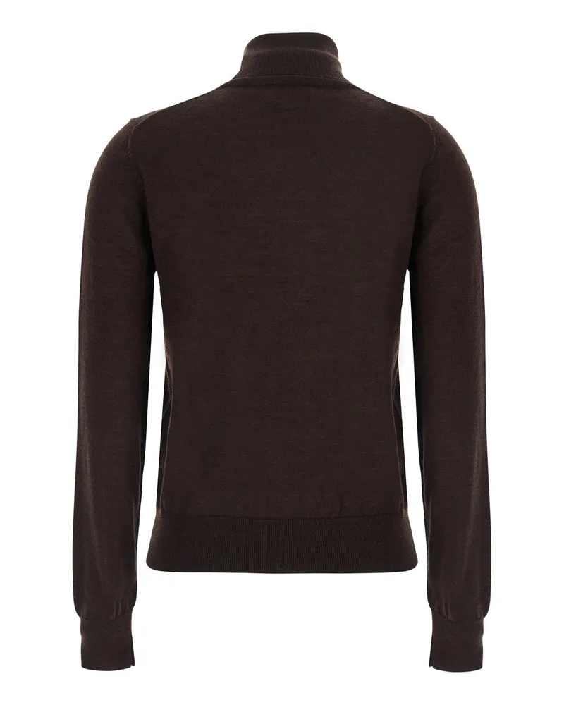 Ralph Lauren Wool High-Neck Sweater — Brown Brown