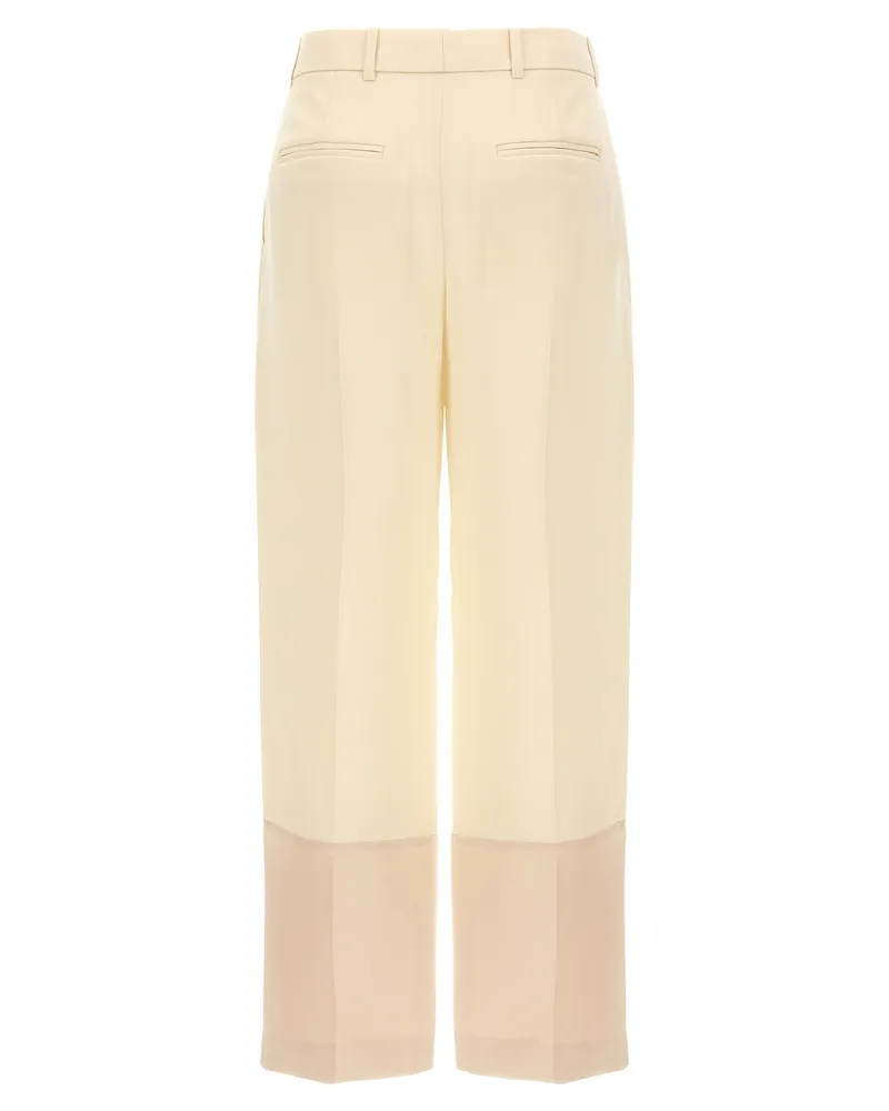 Tory Burch Crepe Crop Trousers — Cream Cream