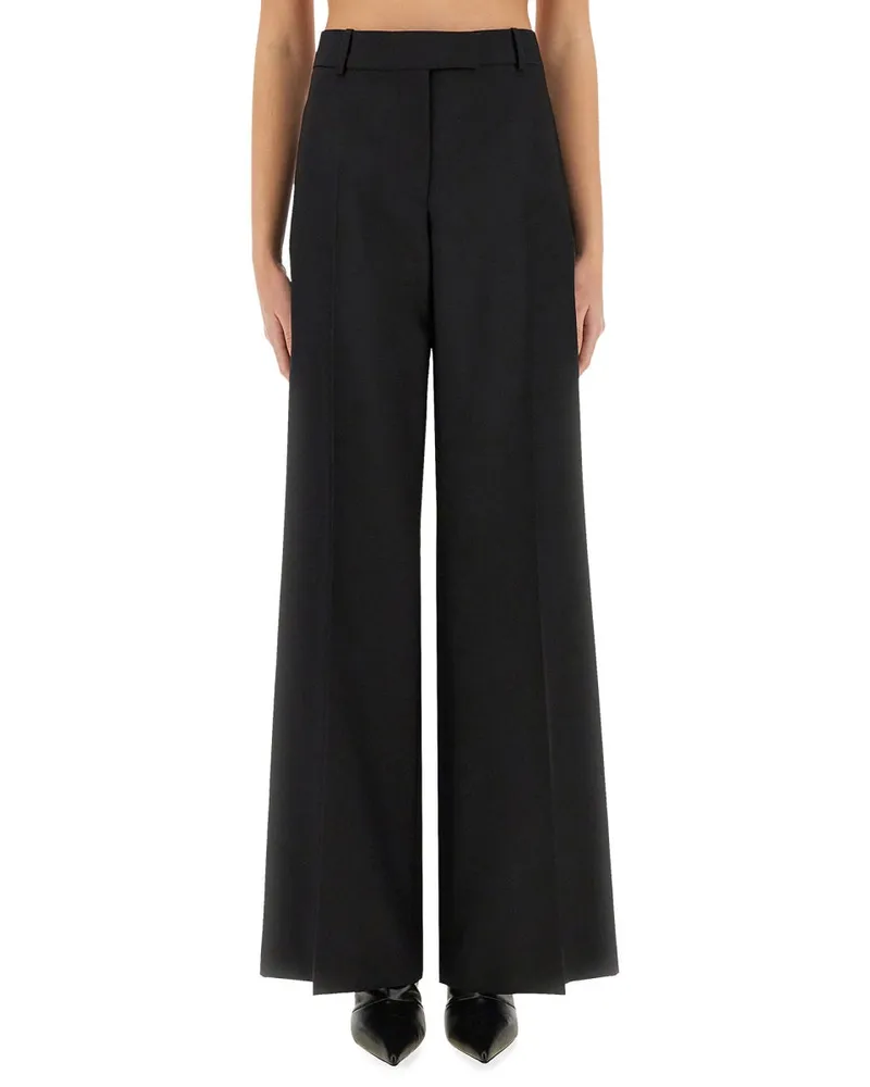 Alexander McQueen Wool-Mohair Side Stripe Trousers — Black Black