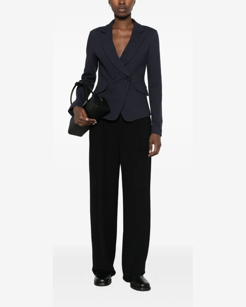 Emporio Armani Textured Cotton Blazer — Navy Navy