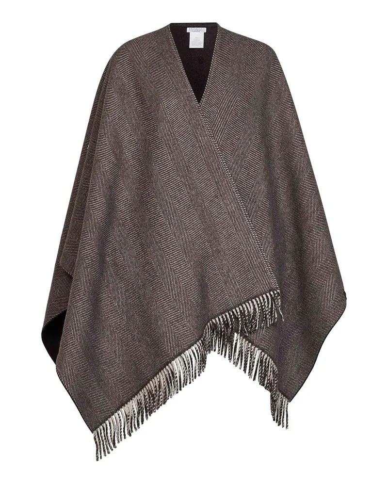 Brunello Cucinelli Reversible Cashmere Cape — Brown Brown