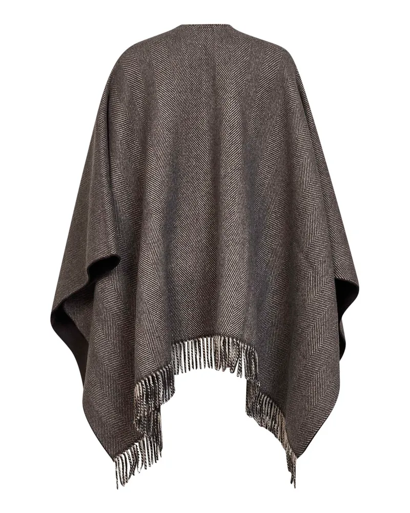 Brunello Cucinelli Women's Reversible Cashmere Poncho Brown Capes Jacket Brown