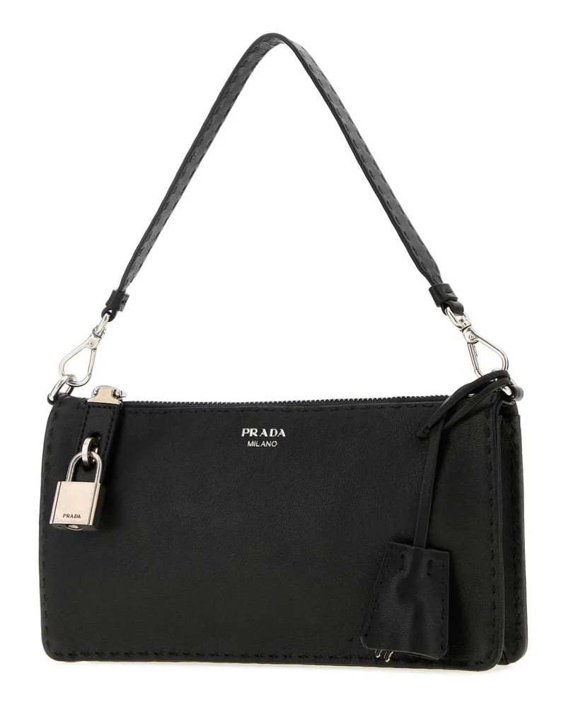 Prada Men's Black Leather Card Holder Nero Cover Accessory Black